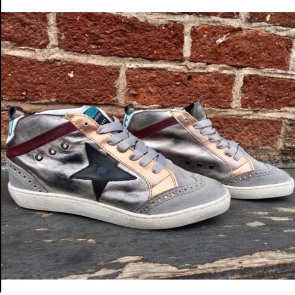 Freebird by Steven Metallic Leather Star Sneakers